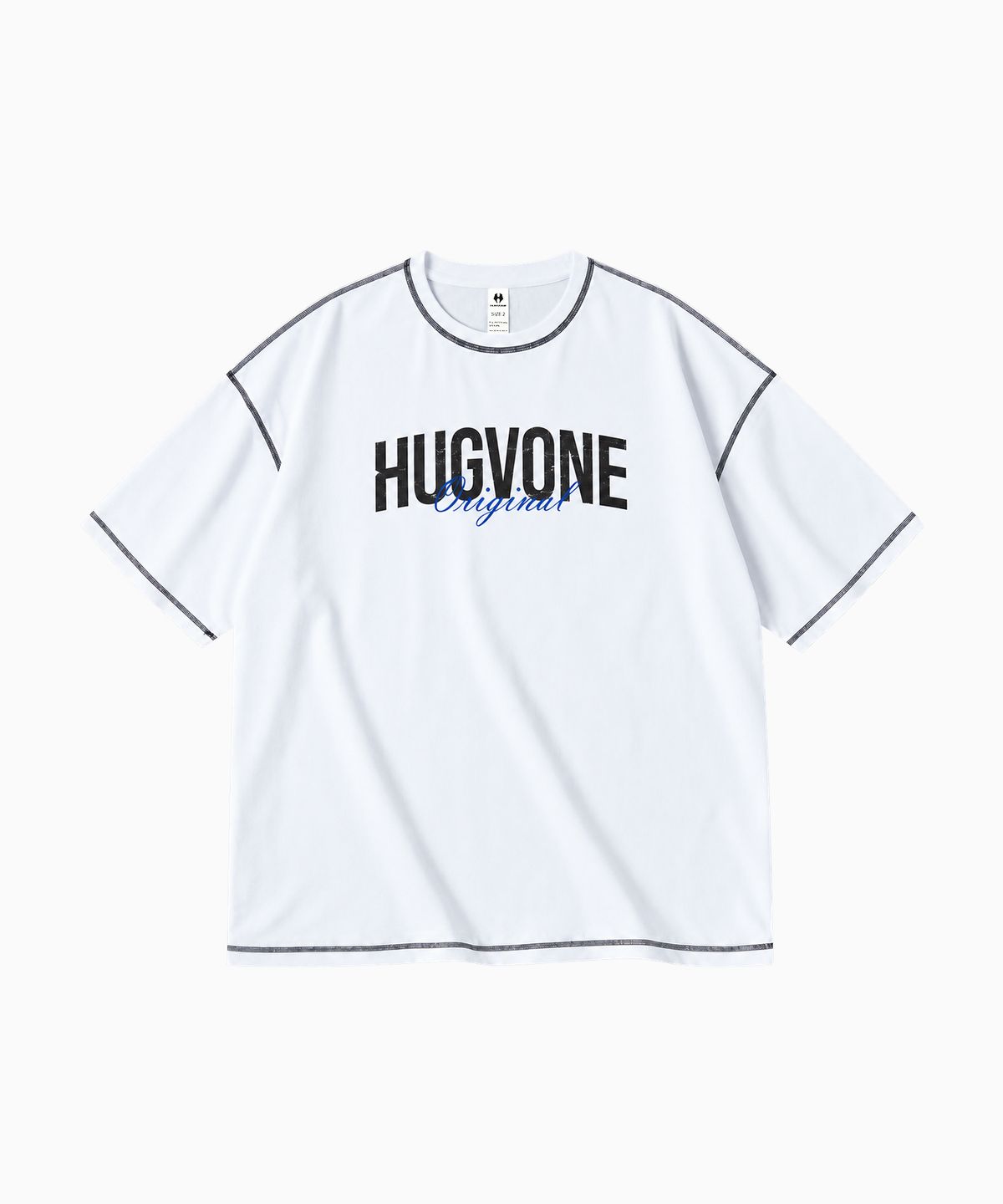 허그본(HUGVONE) 쉐도우 메쉬 스테이트먼트 오버핏 숏슬리브 2컬러