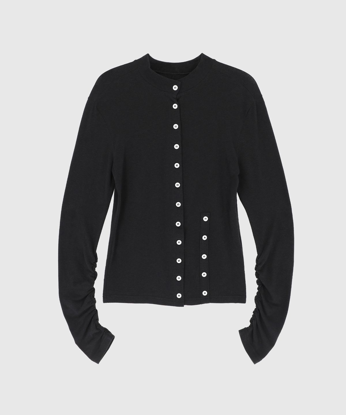 시그레이트(SIGREAT) MOCK-NECK BUTTON CARDIGAN_BLACK