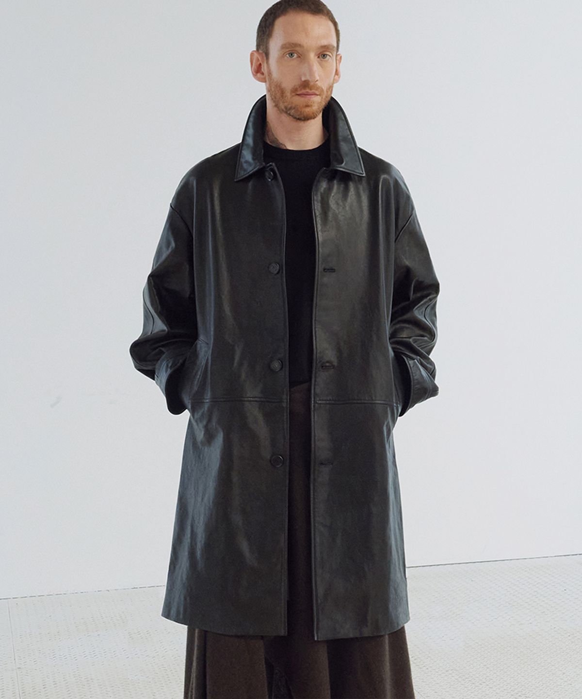 우마뭉(UMARMUNG) Italian vegetable lambskin half coat_Earthy black
