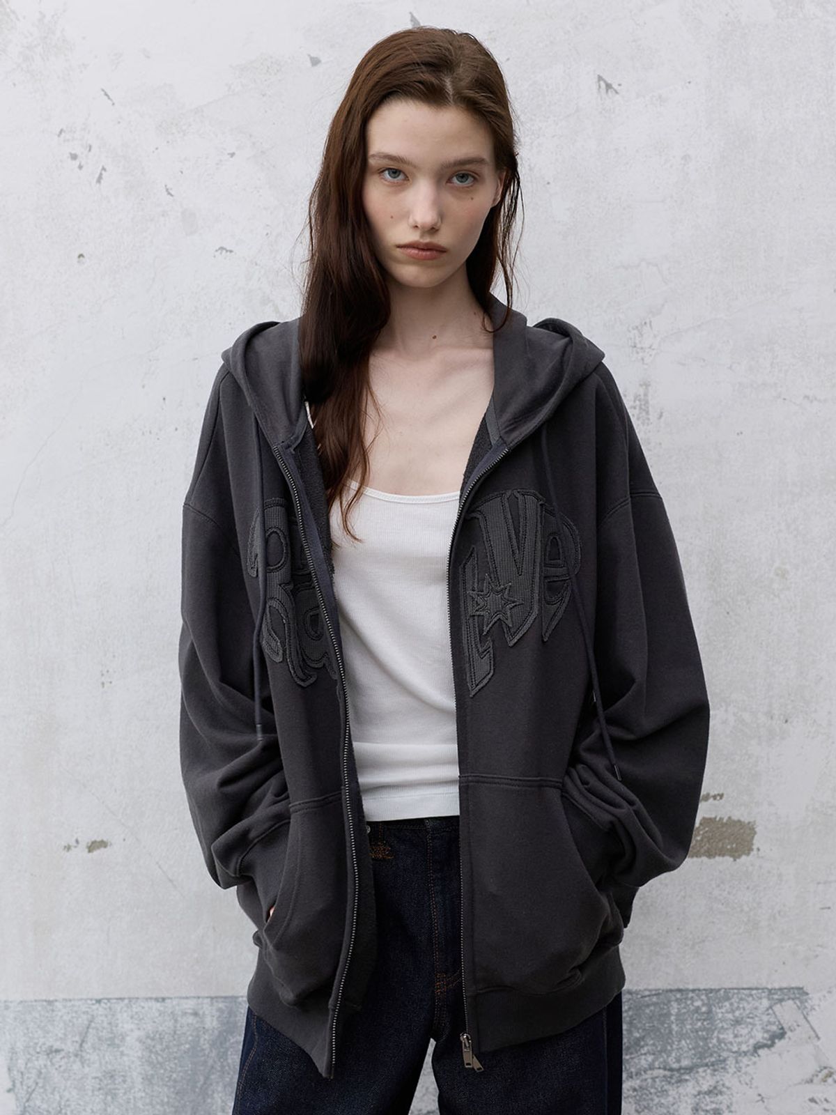 레이브(RAIVE) Raive Applique Hood Zip-up VW6AM950_2color