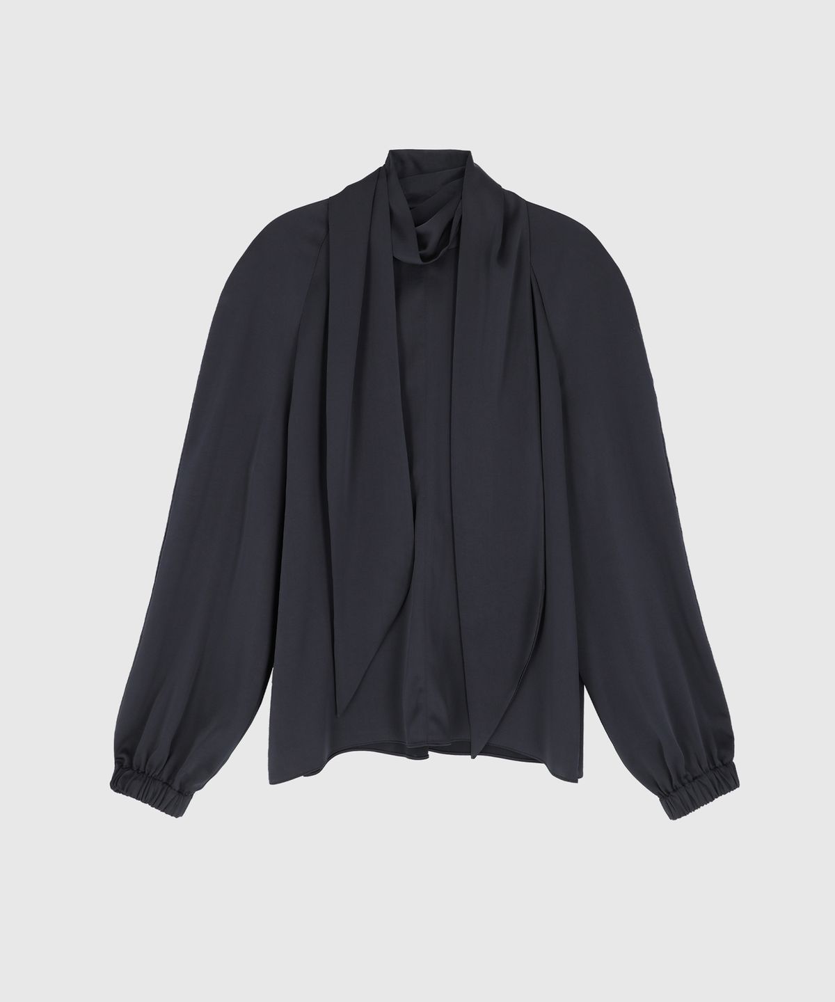 시그레이트(SIGREAT) SATIN TIE VOLUME BLOUSE_NAVY