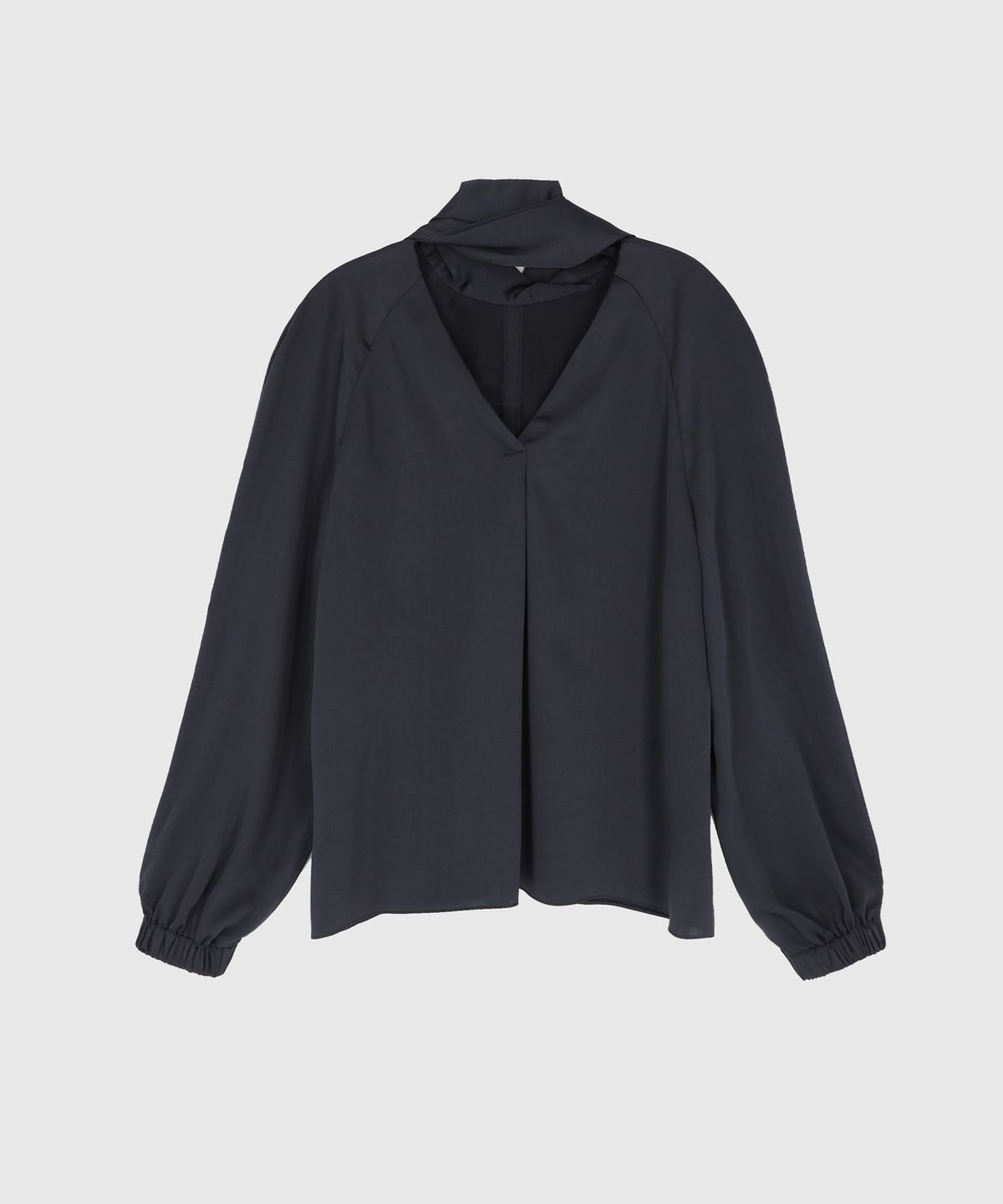 시그레이트(SIGREAT) SATIN TIE VOLUME BLOUSE_NAVY