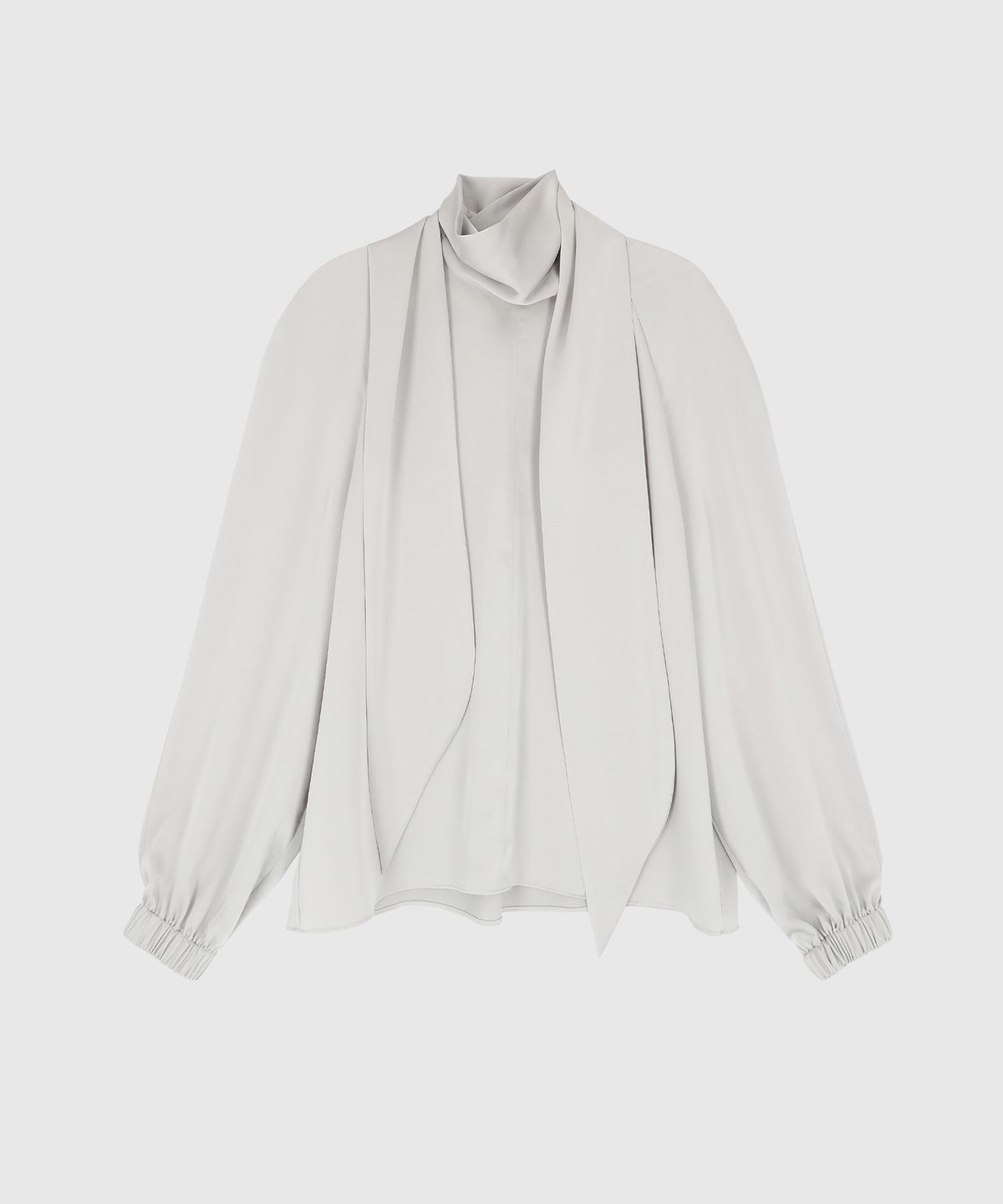시그레이트(SIGREAT) SATIN TIE VOLUME BLOUSE_SILVER GREY