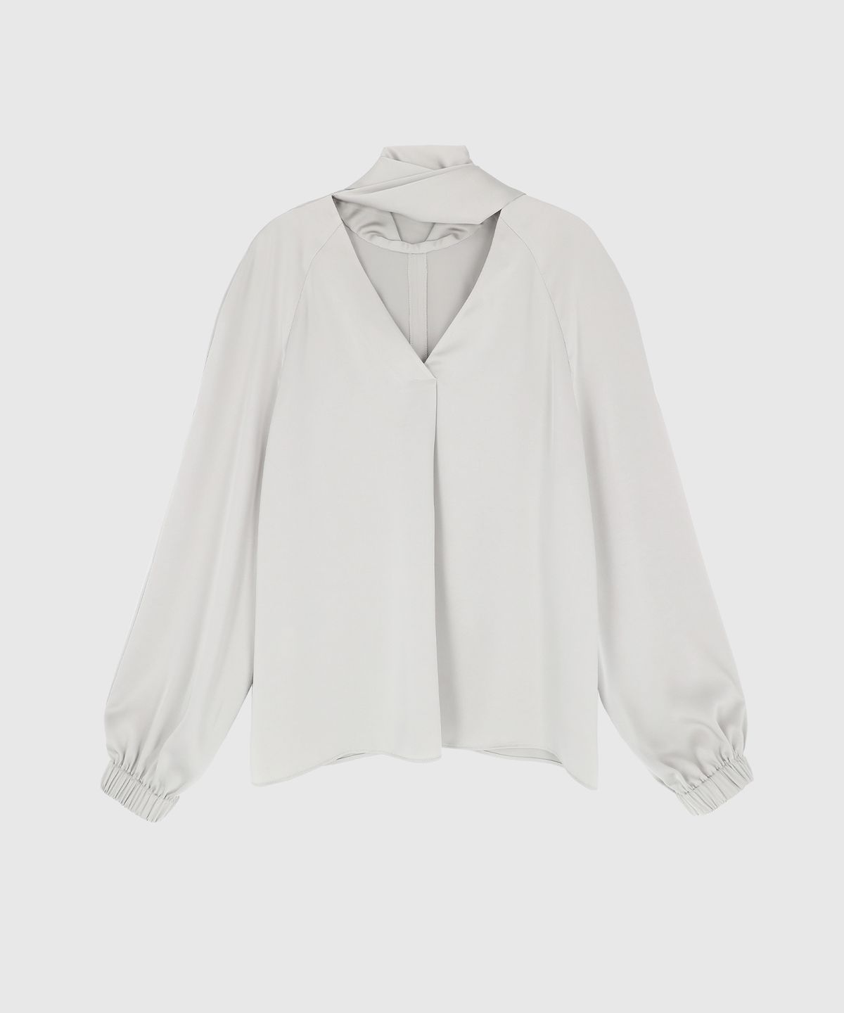 시그레이트(SIGREAT) SATIN TIE VOLUME BLOUSE_SILVER GREY