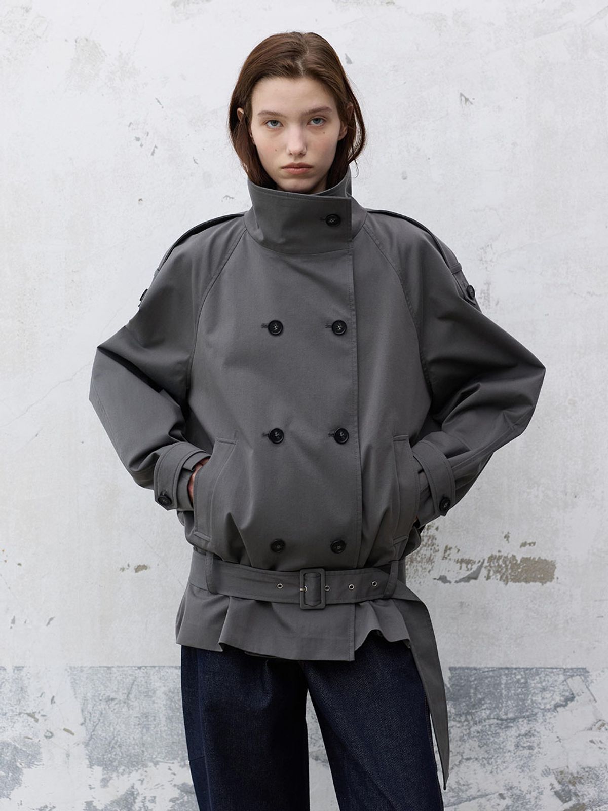 레이브(RAIVE) Belted Half Trench Jacket VW6AR902_2color