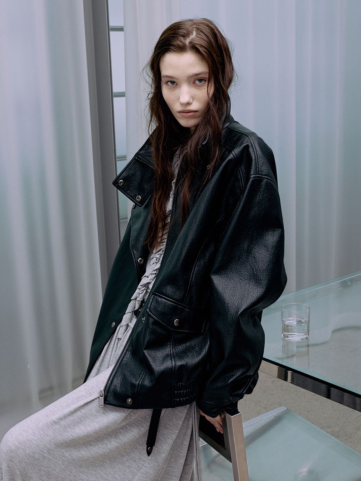 레이브(RAIVE) Oversized Double-Layer Leather Jacket VL6AJ909_2color