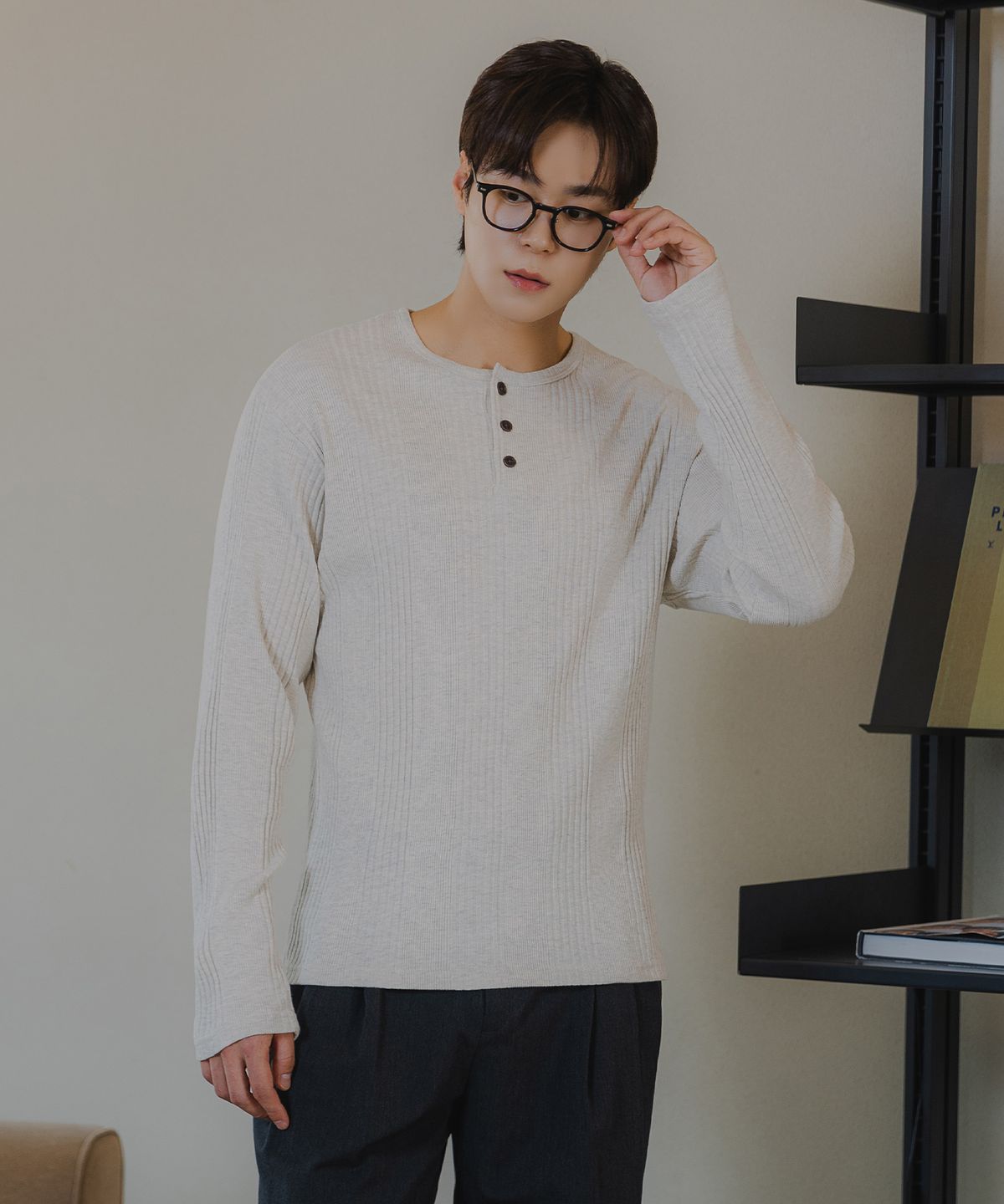바켄(BAKKEN) [MEN] 헨리넥 롱슬리브 티셔츠 BK4224 (4COLOR)