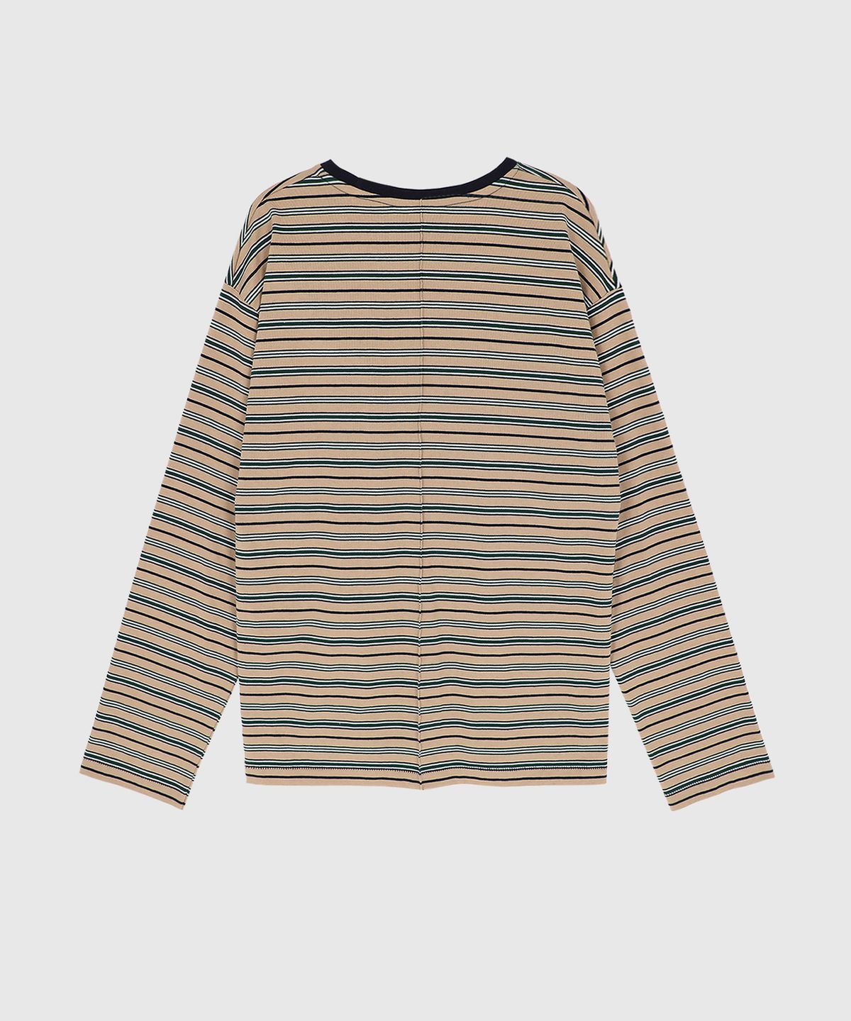 시그레이트(SIGREAT) MULTI STRIPE OVERSIZED T-SHIRT_BEIGE