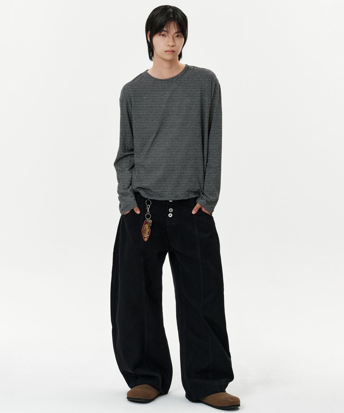 딥센스(DEEP SENSE) 4-Button Curved Pants - black