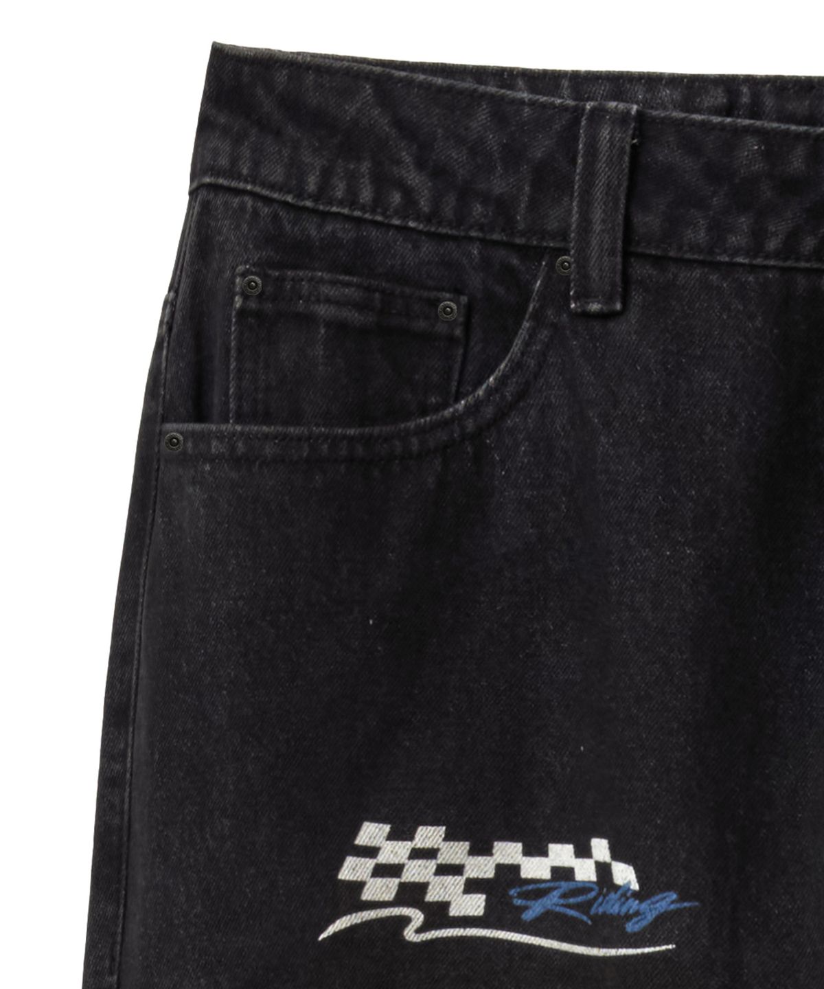 핍스 모터사이클(PHYPS MOTORCYCLE) Dirty Washing Racing Denim Pants Black