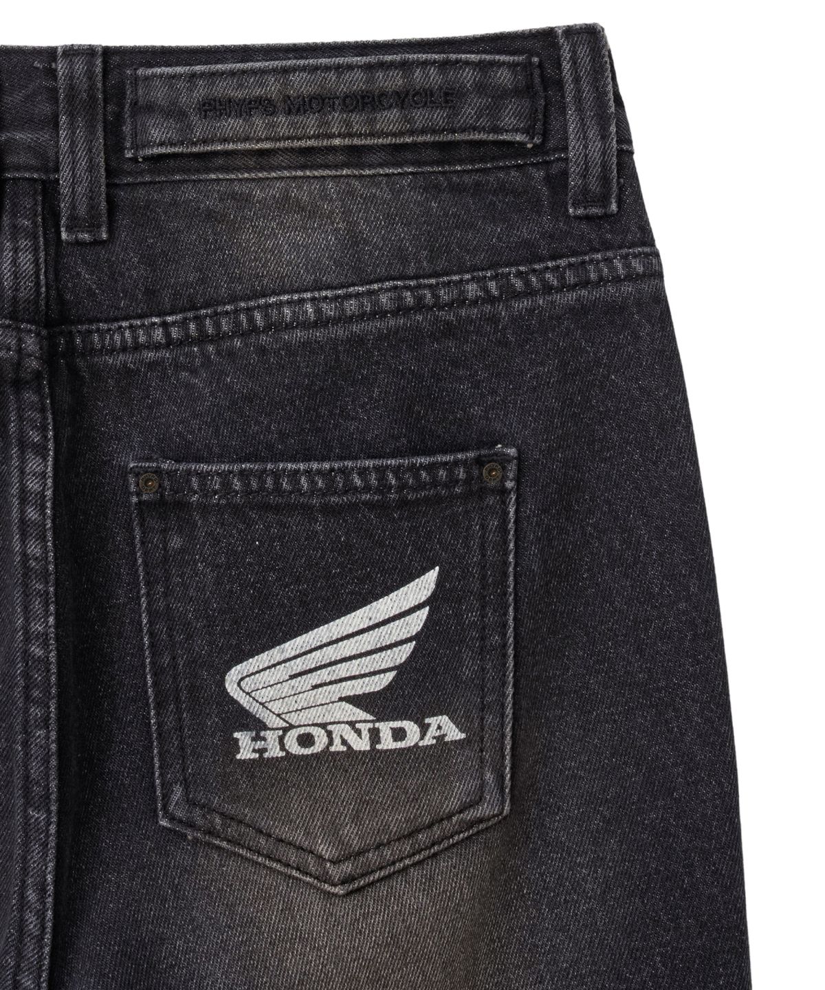 핍스 모터사이클(PHYPS MOTORCYCLE) Women Grunge Dirty Washed Bootcut Denim Pants Black