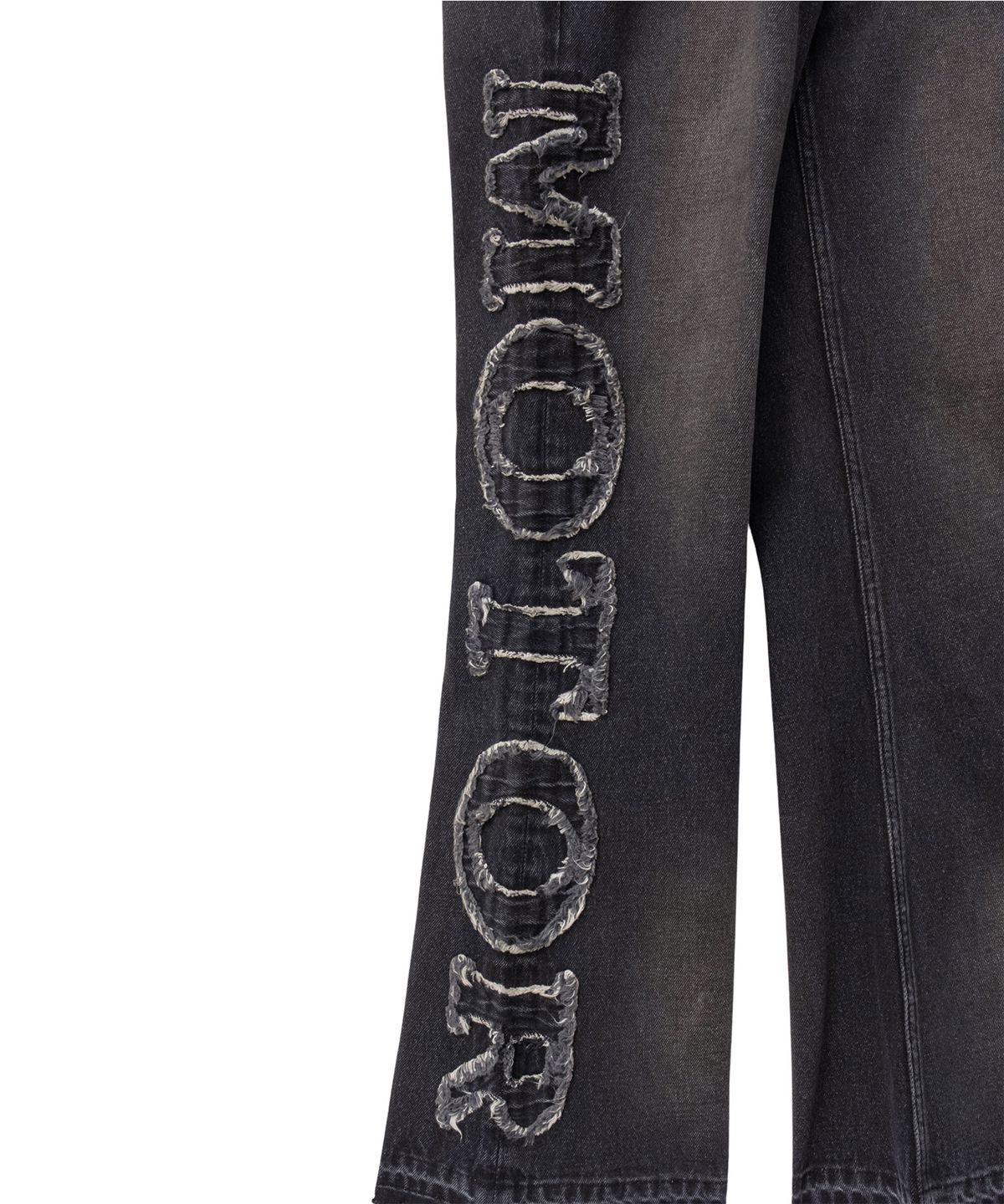 핍스 모터사이클(PHYPS MOTORCYCLE) Women Grunge Dirty Washed Bootcut Denim Pants Black