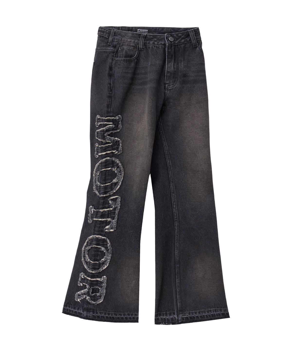핍스 모터사이클(PHYPS MOTORCYCLE) Women Grunge Dirty Washed Bootcut Denim Pants Black