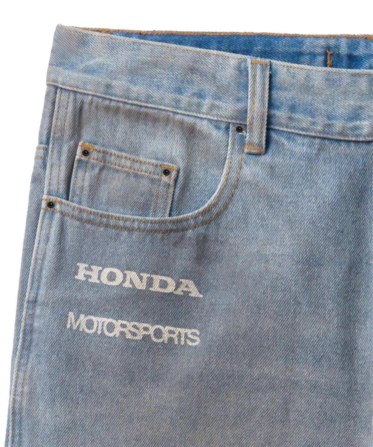 핍스 모터사이클(PHYPS MOTORCYCLE) Dirty Wash Semi Flare Denim Pants Light Blue