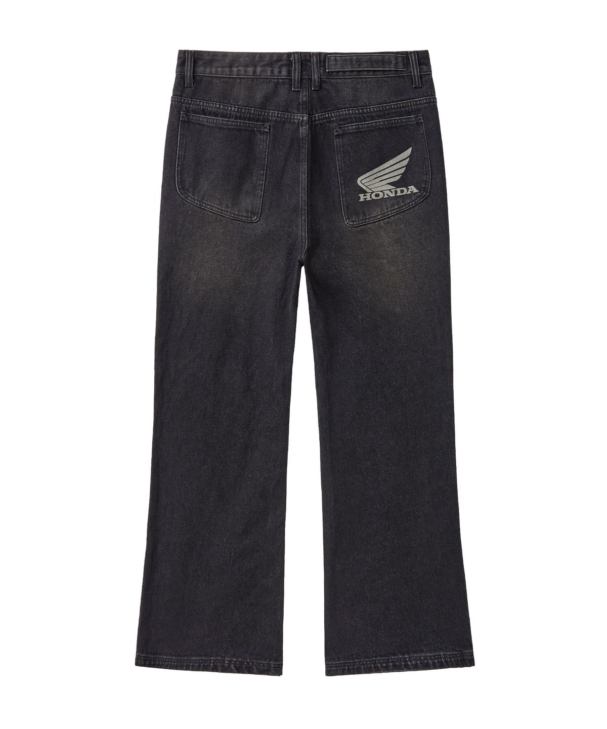 핍스 모터사이클(PHYPS MOTORCYCLE) Dirty Wash Semi Flare Denim Pants Black