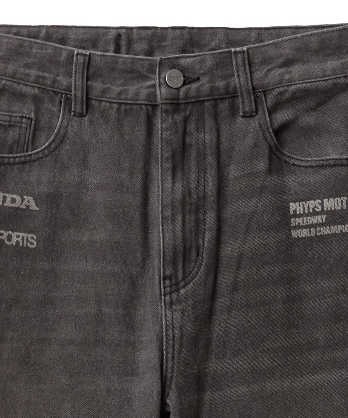 핍스 모터사이클(PHYPS MOTORCYCLE) Dirty Wash Semi Flare Denim Pants Gray