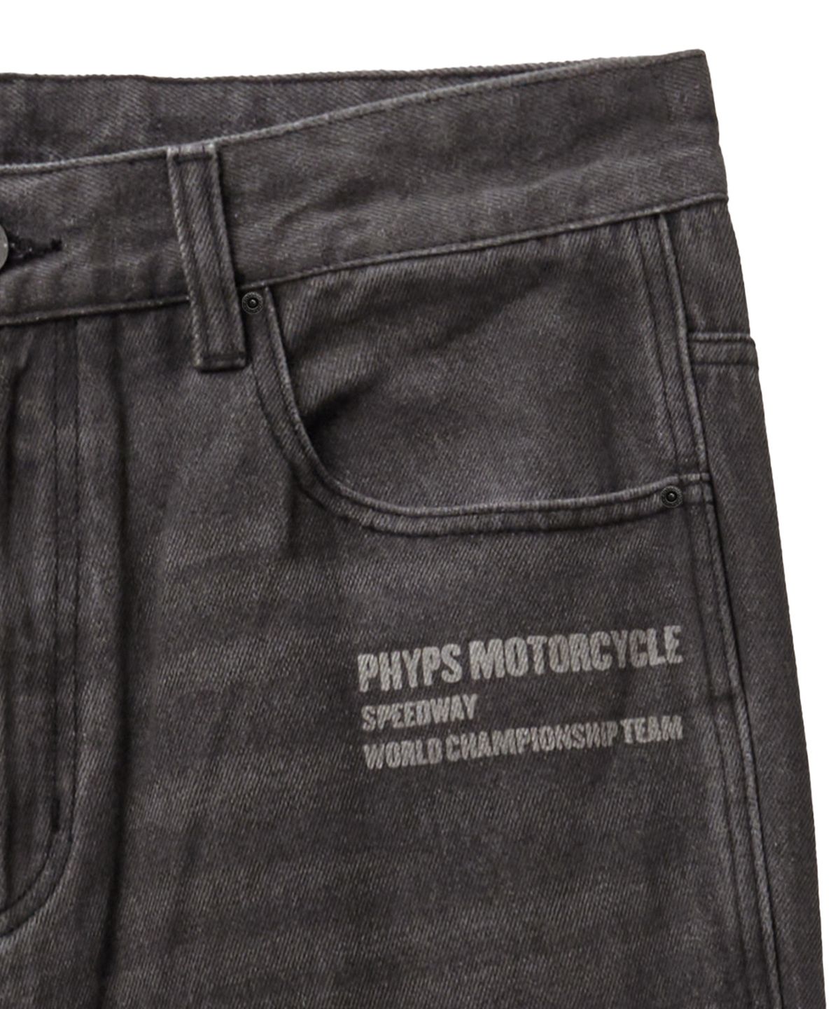핍스 모터사이클(PHYPS MOTORCYCLE) Dirty Wash Semi Flare Denim Pants Gray