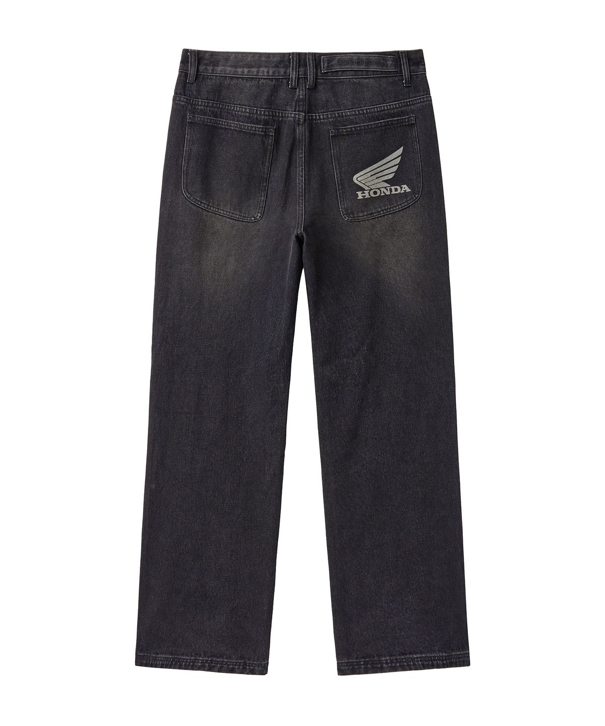 핍스 모터사이클(PHYPS MOTORCYCLE) Dirty Wash Semi Wide Loose Fit Denim Pants Black