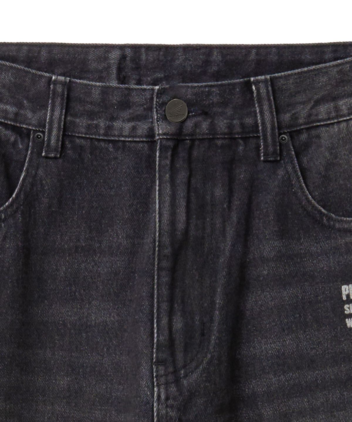 핍스 모터사이클(PHYPS MOTORCYCLE) Dirty Wash Semi Wide Loose Fit Denim Pants Black