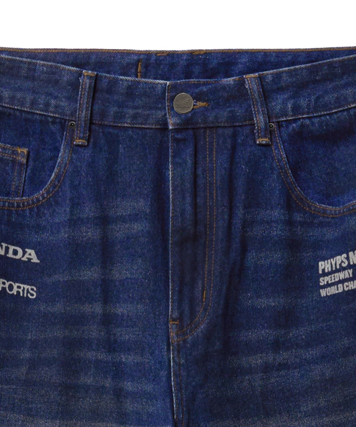 핍스 모터사이클(PHYPS MOTORCYCLE) Dirty Wash Semi Wide Loose Fit Denim Pants Navy