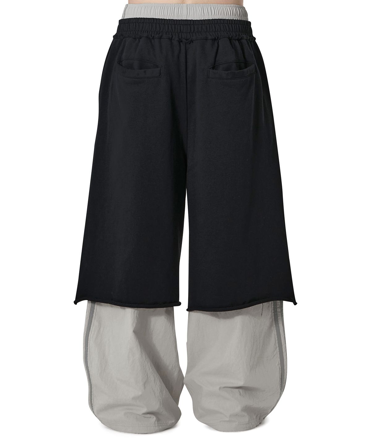 오픈야드(오와이)(OPENYARD(OY)) LAYERED CUT-OFF PANTS - BLACK / GREY