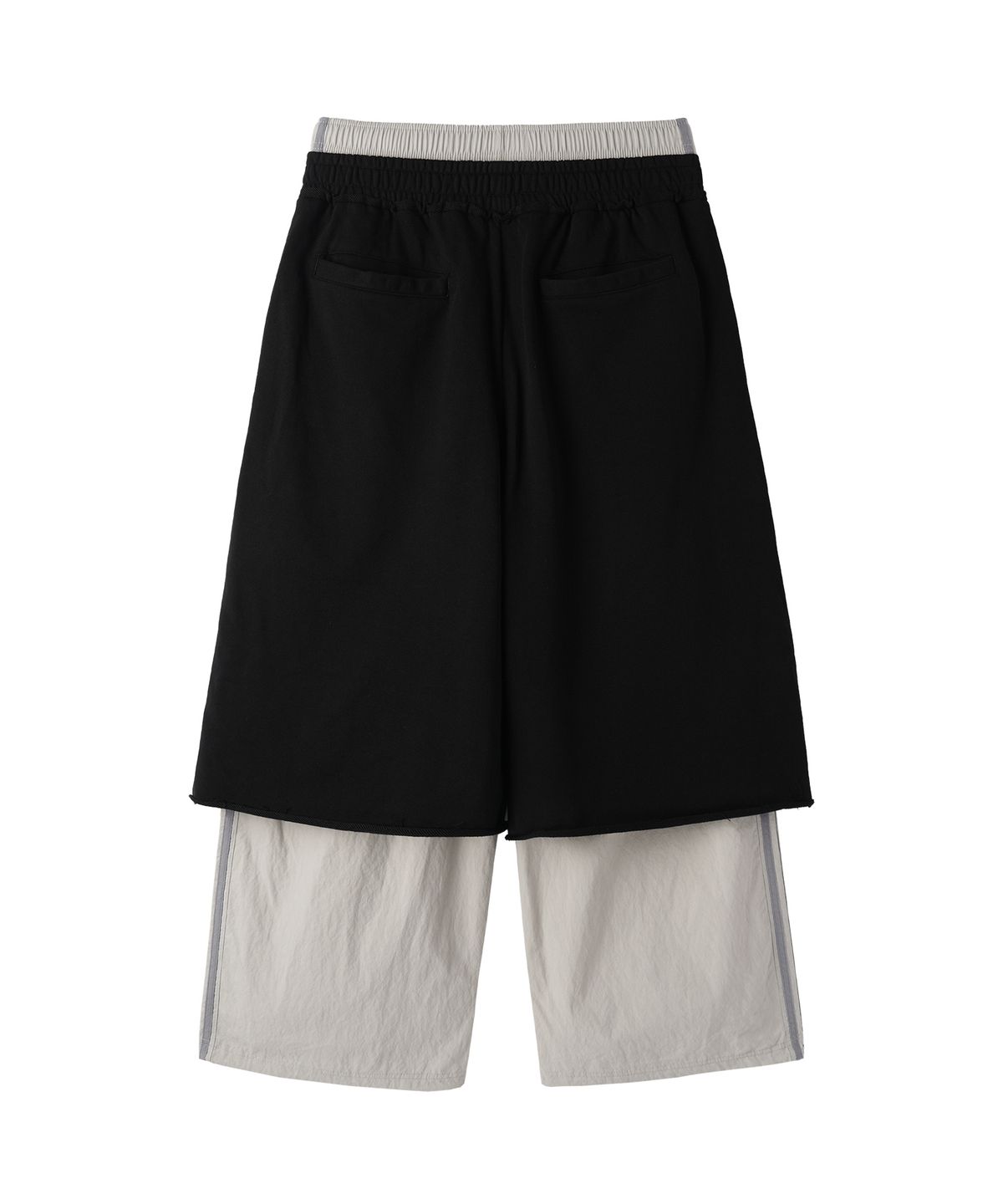 오픈야드(오와이)(OPENYARD(OY)) LAYERED CUT-OFF PANTS - BLACK / GREY