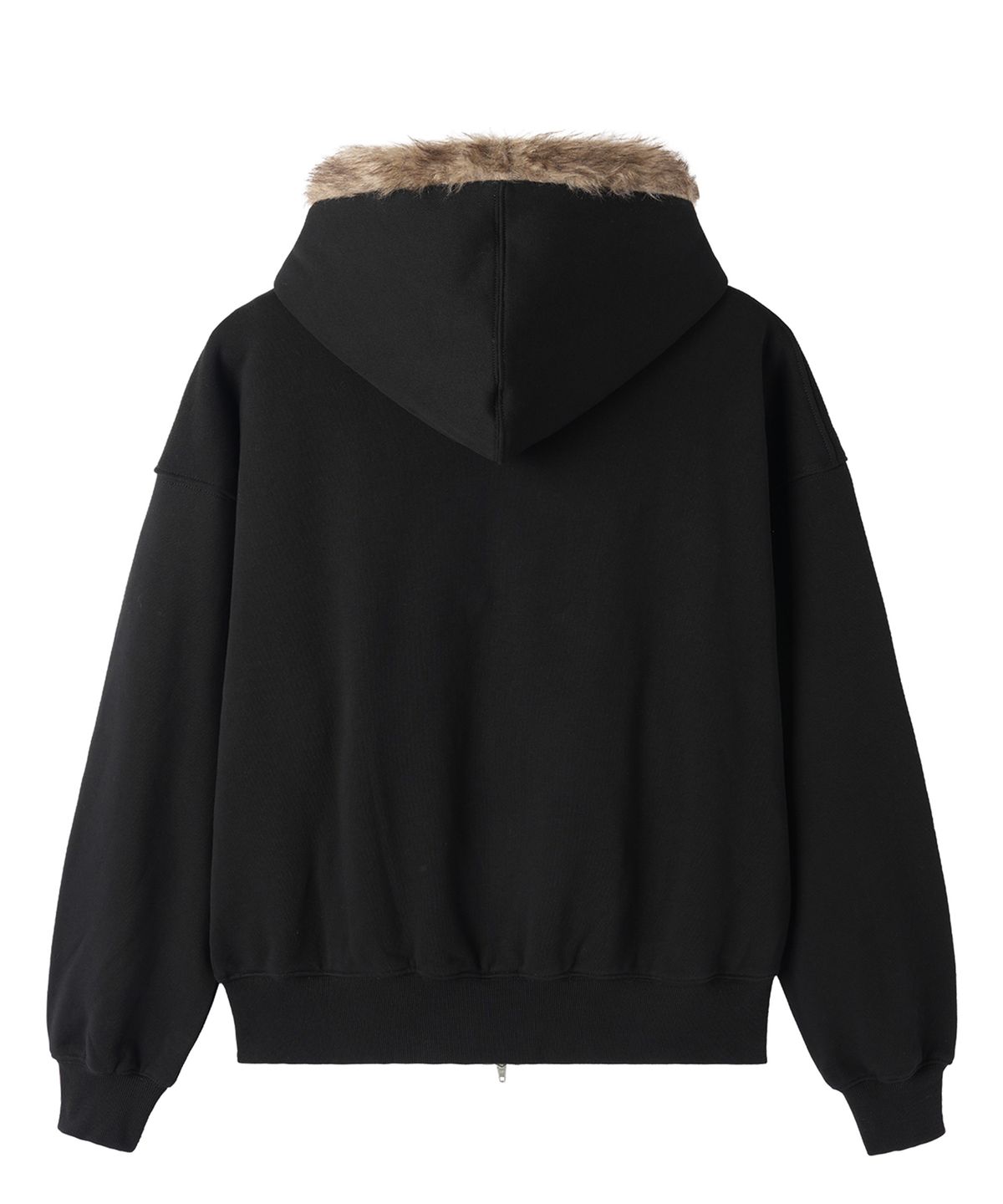 오픈야드(오와이)(OPENYARD(OY)) FAUX FUR HOODIE ZIP UP - BLACK