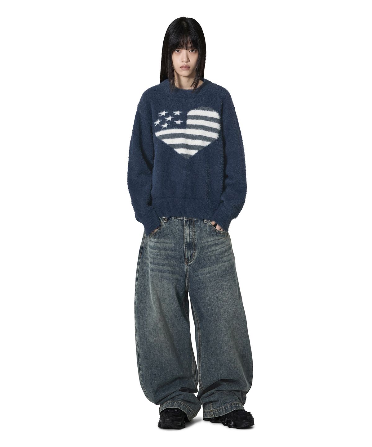 오픈야드(오와이)(OPENYARD(OY)) AMERICAN HEART KNIT - NAVY