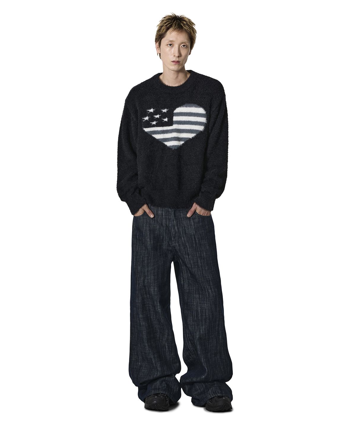 오픈야드(오와이)(OPENYARD(OY)) AMERICAN HEART KNIT - BLACK