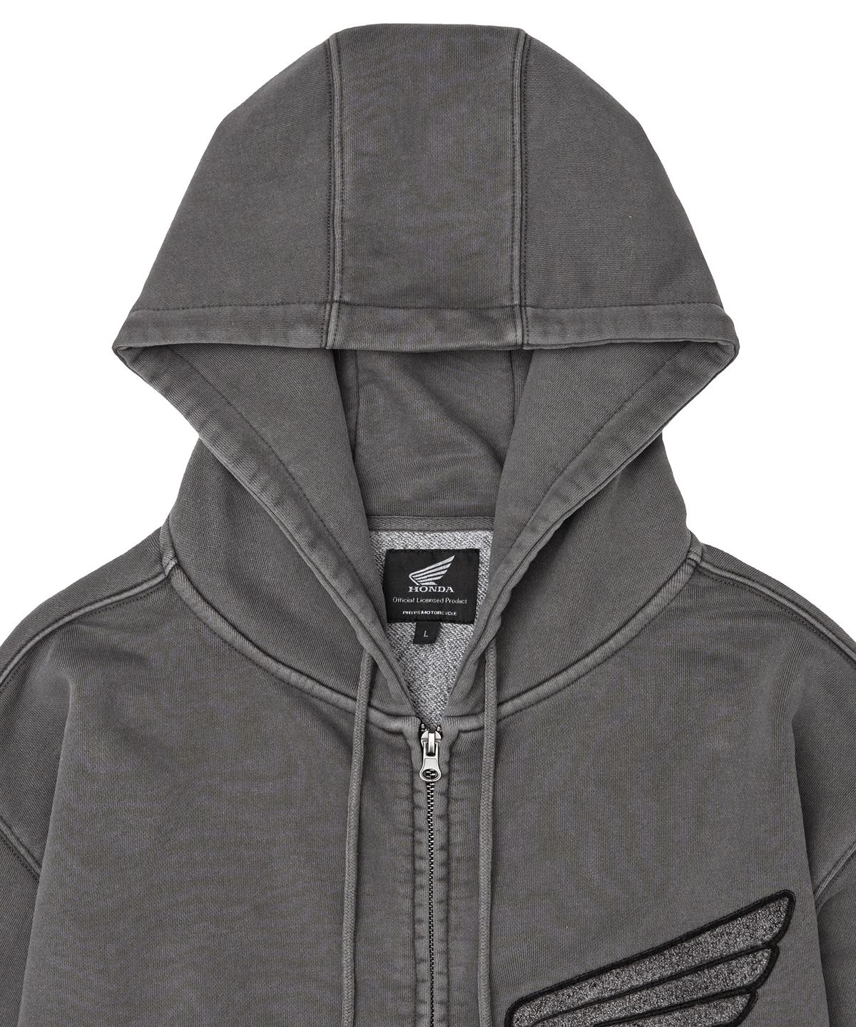 핍스 모터사이클(PHYPS MOTORCYCLE) Boucle Patch Sweat Hoodie Zipup Charcoal