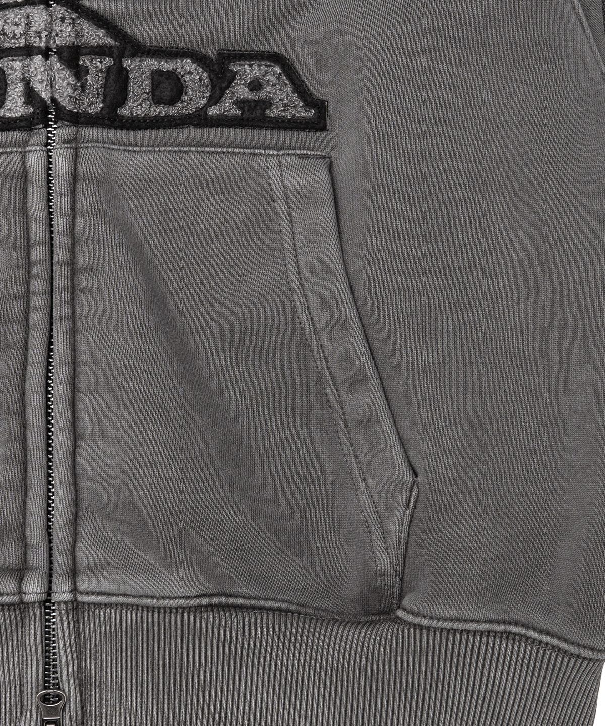 핍스 모터사이클(PHYPS MOTORCYCLE) Women Boucle Logo Hoodie Zipup Charcoal