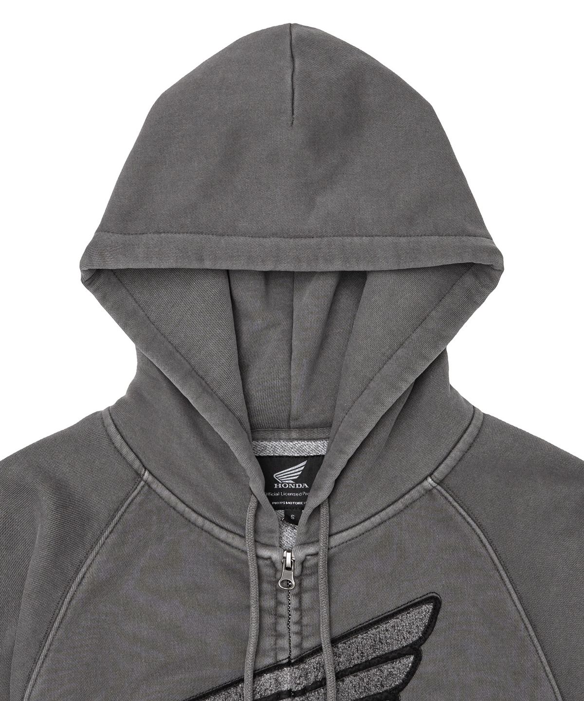 핍스 모터사이클(PHYPS MOTORCYCLE) Women Boucle Logo Hoodie Zipup Charcoal