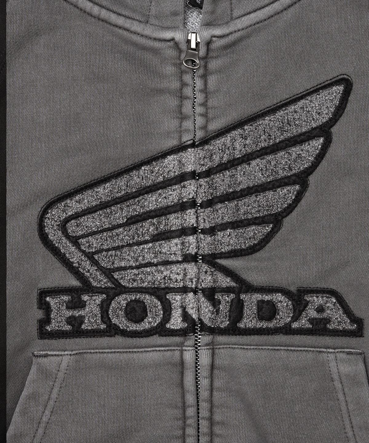 핍스 모터사이클(PHYPS MOTORCYCLE) Women Boucle Logo Hoodie Zipup Charcoal