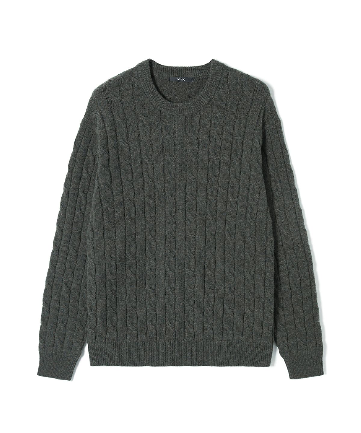 애드호크(ADHOC) 남녀공용 라운드넥 케이블 니트 (KHAKI) (HCALK40)