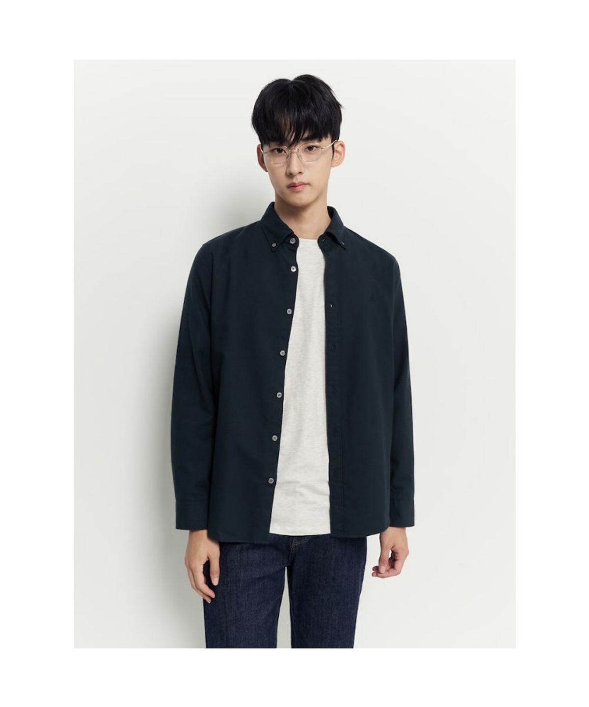 빈폴 멘(BEANPOLE MEN) 브러쉬드 하운드투스 셔츠 - 네이비