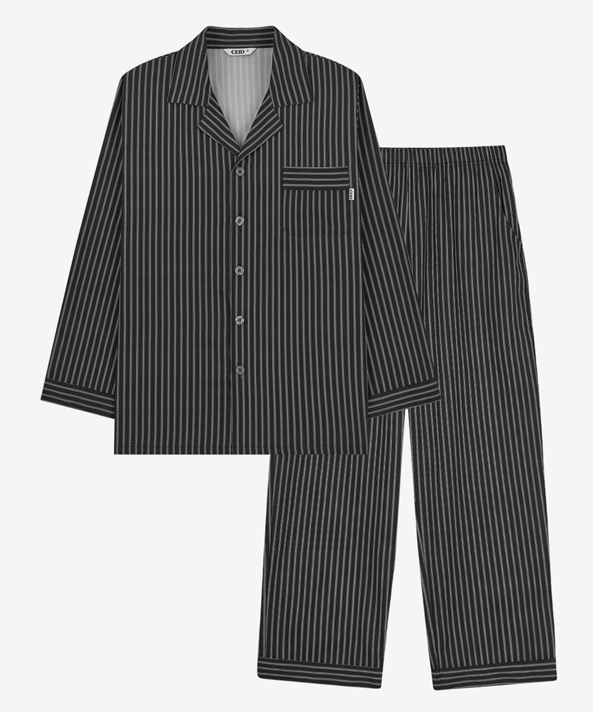 세이드(CEID) [2PACK] [uni] 클래식 에벤 긴팔 파자마 셋업 - 블랙
