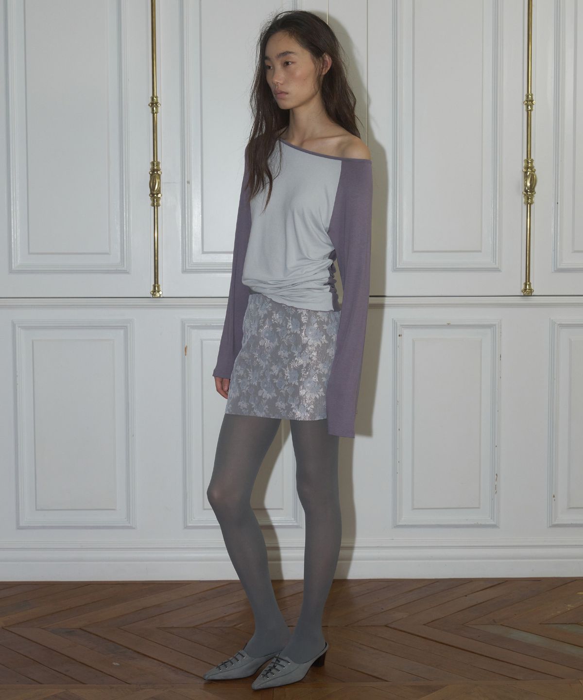 더포르타(THEPORTA) VINTAGE CONTRAST RAGLAN TOP, PURPLE