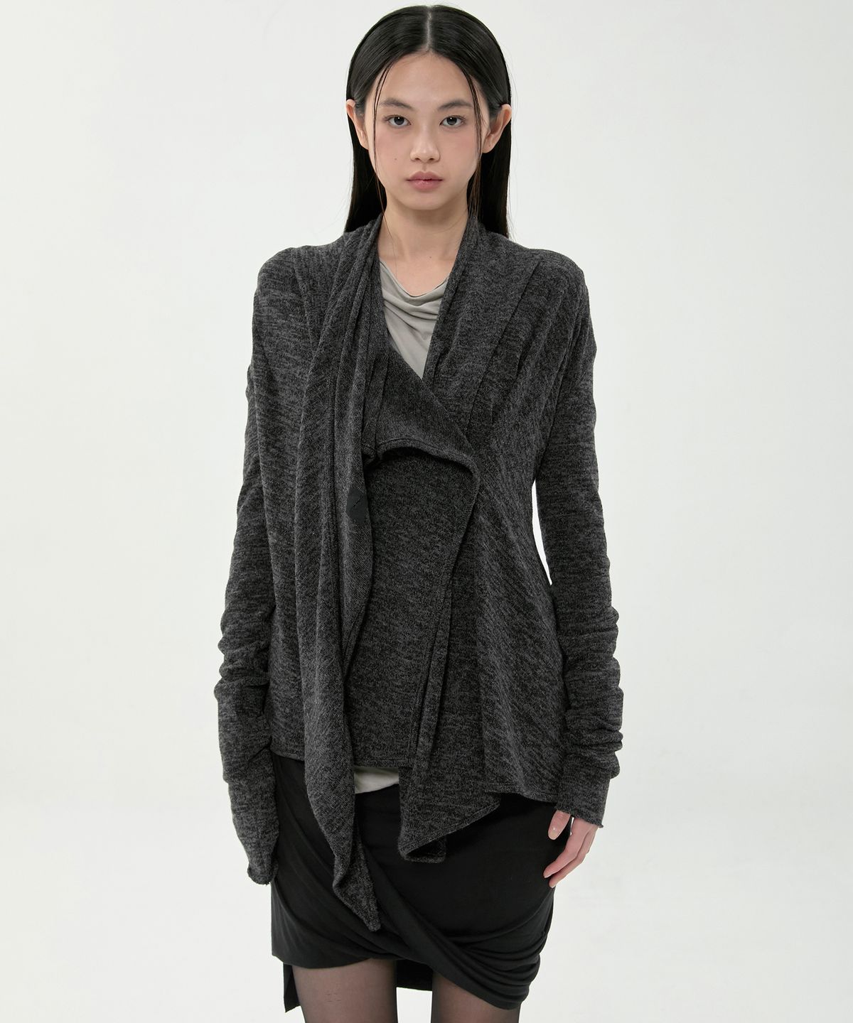 플레어업(FLAREUP) Scarf Knit Cardigan (FL-054_Charcoal)