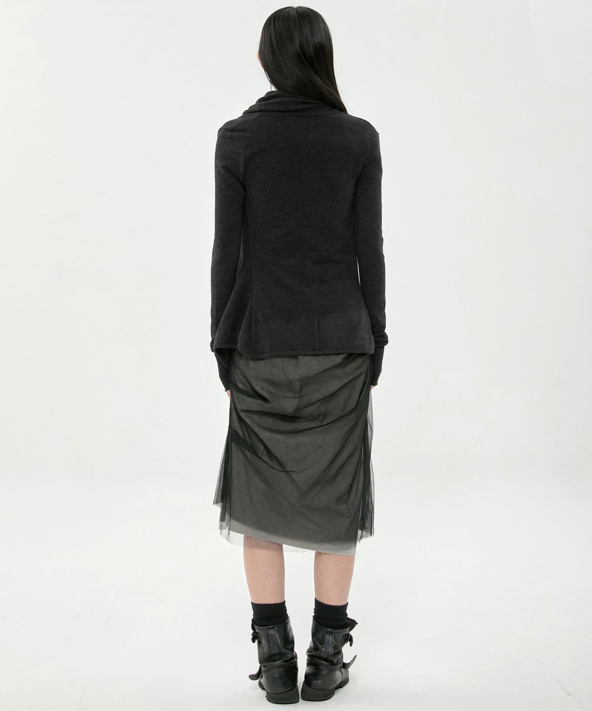 플레어업(FLAREUP) Scarf Knit Cardigan (FL-054_Black)