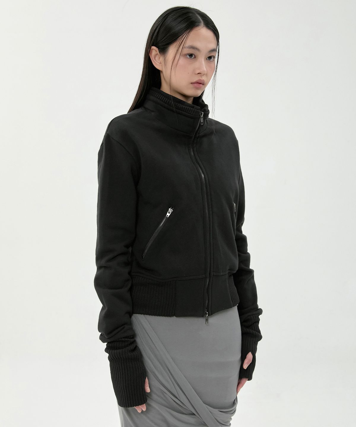 플레어업(FLAREUP) Structured Zip Jacket (FL-055_Black)