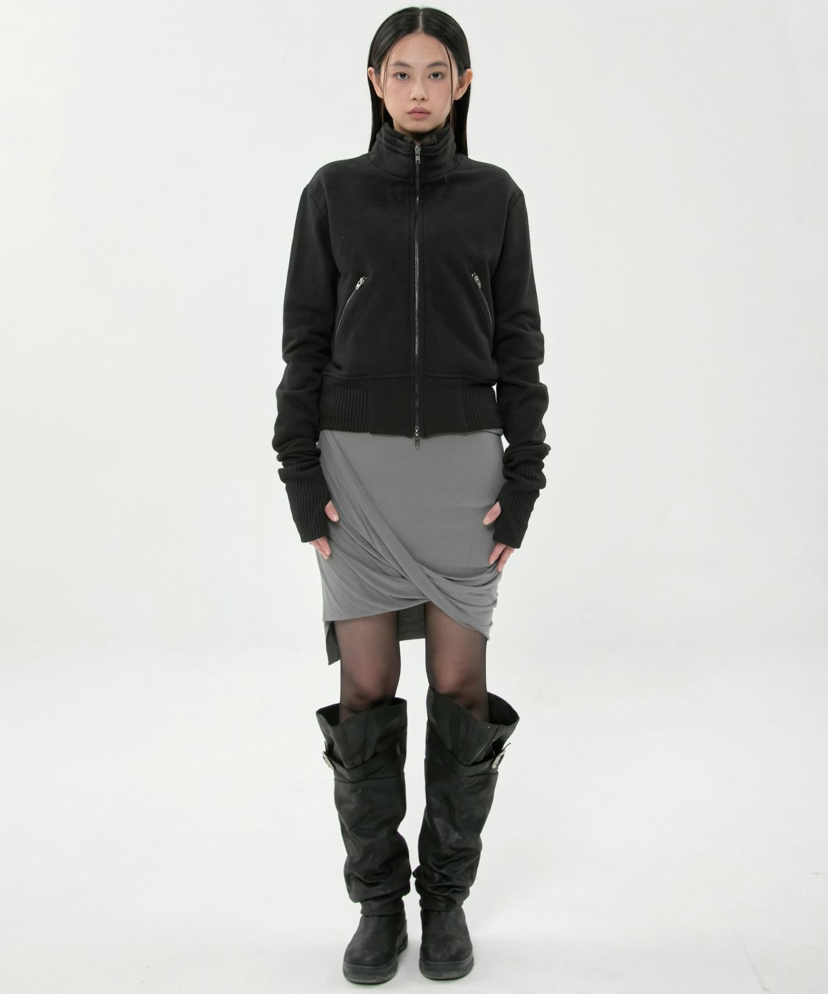 플레어업(FLAREUP) Structured Zip Jacket (FL-055_Black)