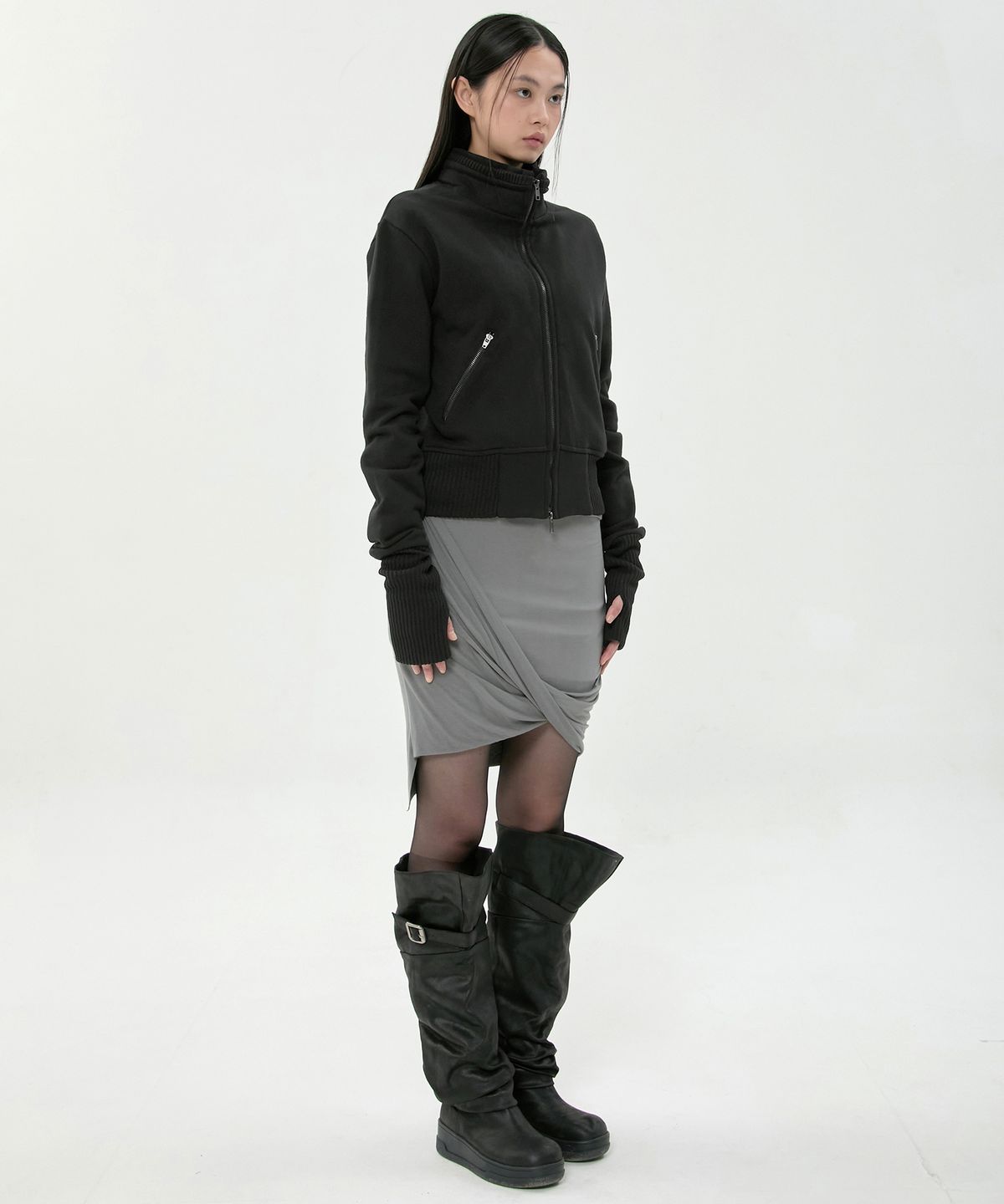 플레어업(FLAREUP) Structured Zip Jacket (FL-055_Black)