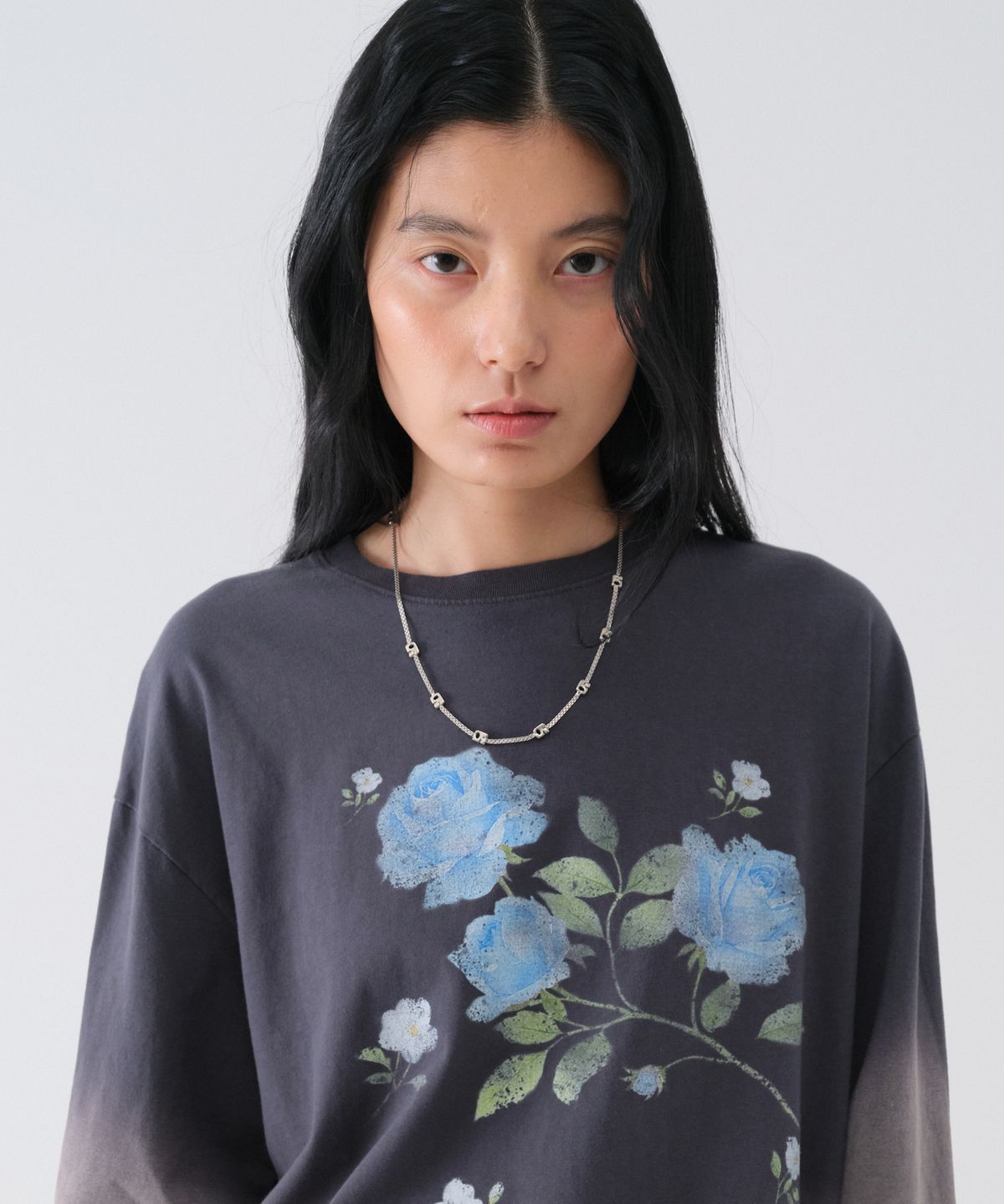 센토르(CENTAUR.KR) VINTAGE WASHED FLOWER LONG SLEEVE TEE_CHARCOAL