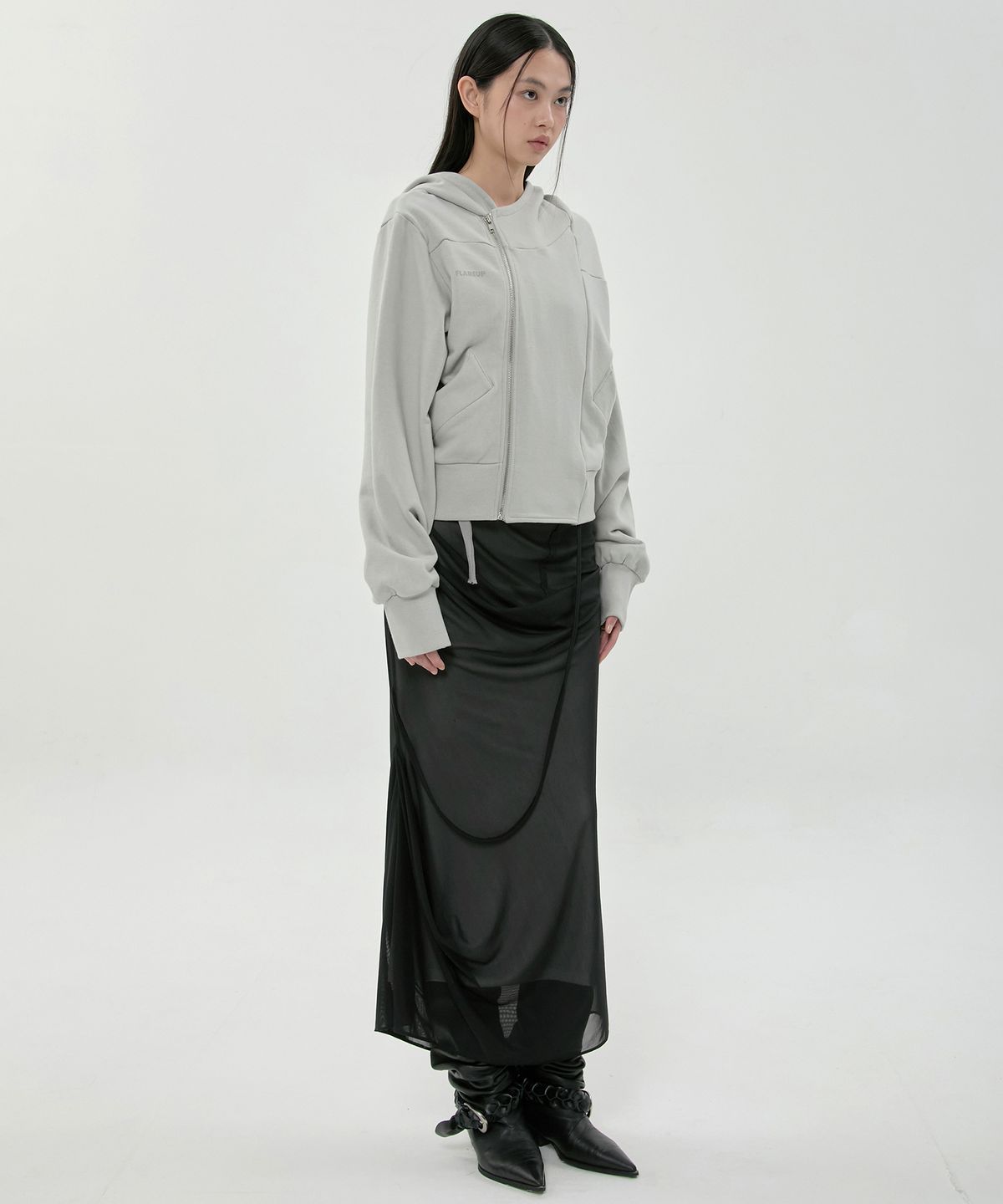 플레어업(FLAREUP) Structured Offset Hoodie (FL-067_Gray)