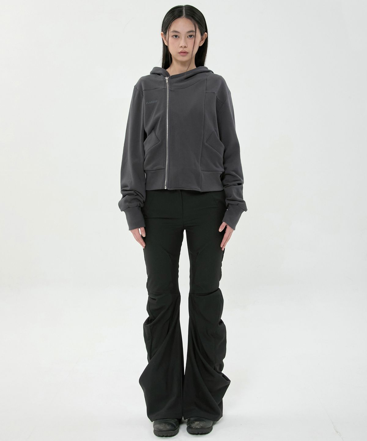 플레어업(FLAREUP) Structured Offset Hoodie (FL-067_Charcoal)
