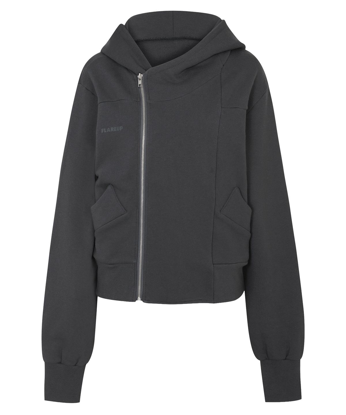 플레어업(FLAREUP) Structured Offset Hoodie (FL-067_Charcoal)