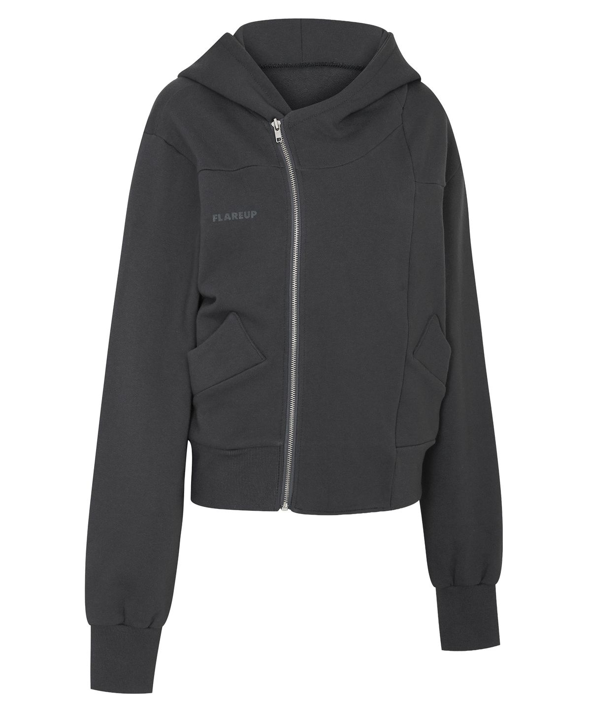 플레어업(FLAREUP) Structured Offset Hoodie (FL-067_Charcoal)