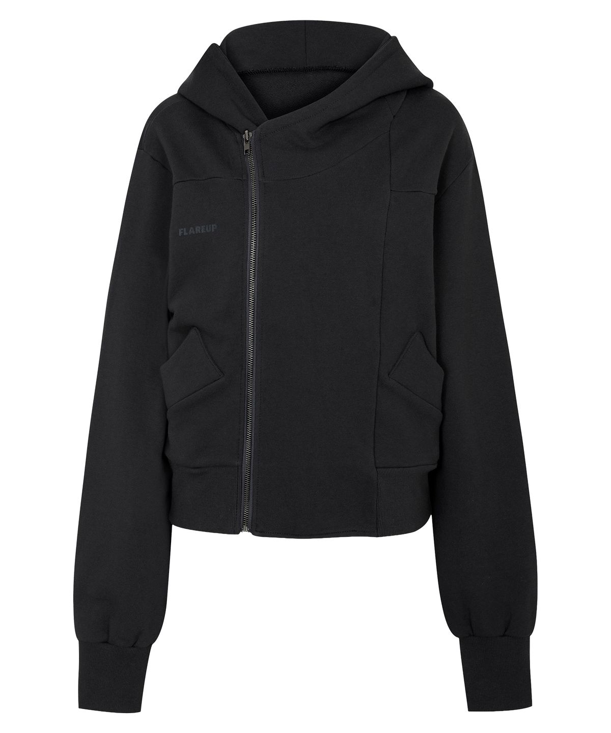 플레어업(FLAREUP) Structured Offset Hoodie (FL-067_Black)