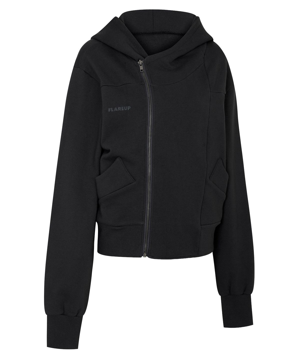 플레어업(FLAREUP) Structured Offset Hoodie (FL-067_Black)
