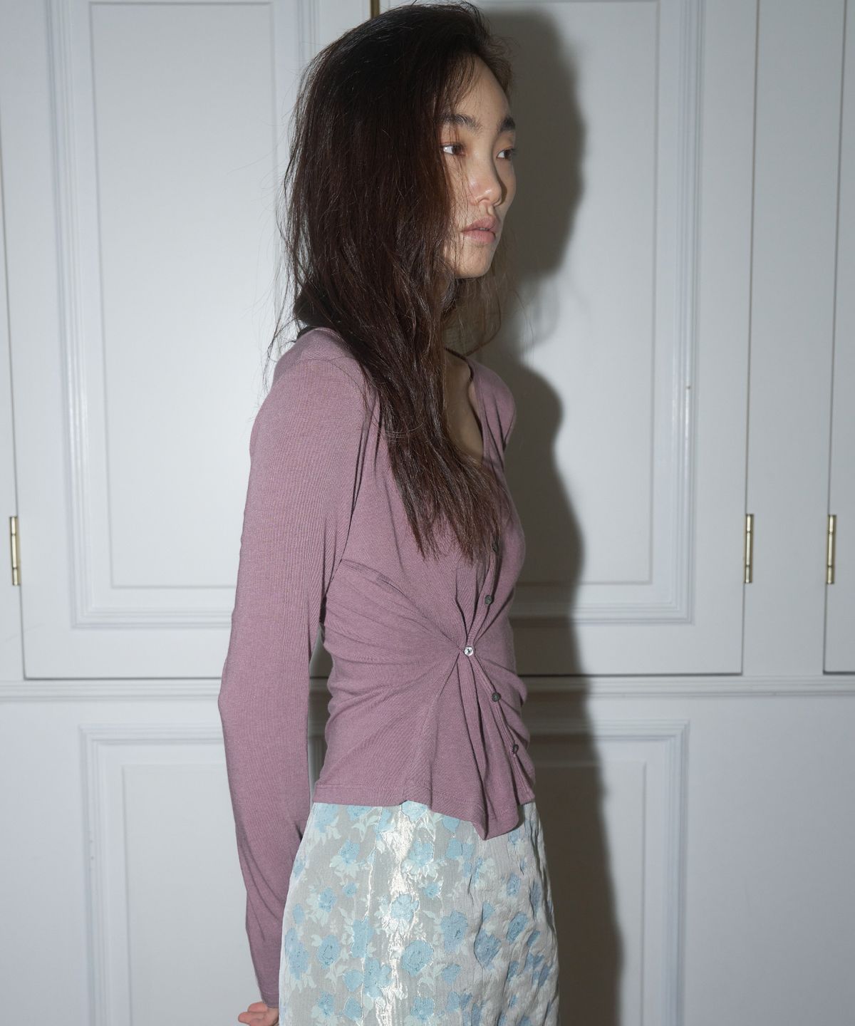 더포르타(THEPORTA) 2-WAY DRAPED CARDIGAN, LIGHT PURPLE